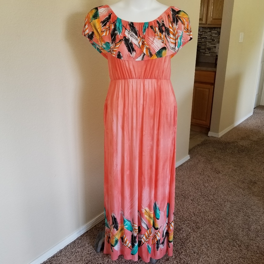 Hyped Unicorn Feather Maxi Dress